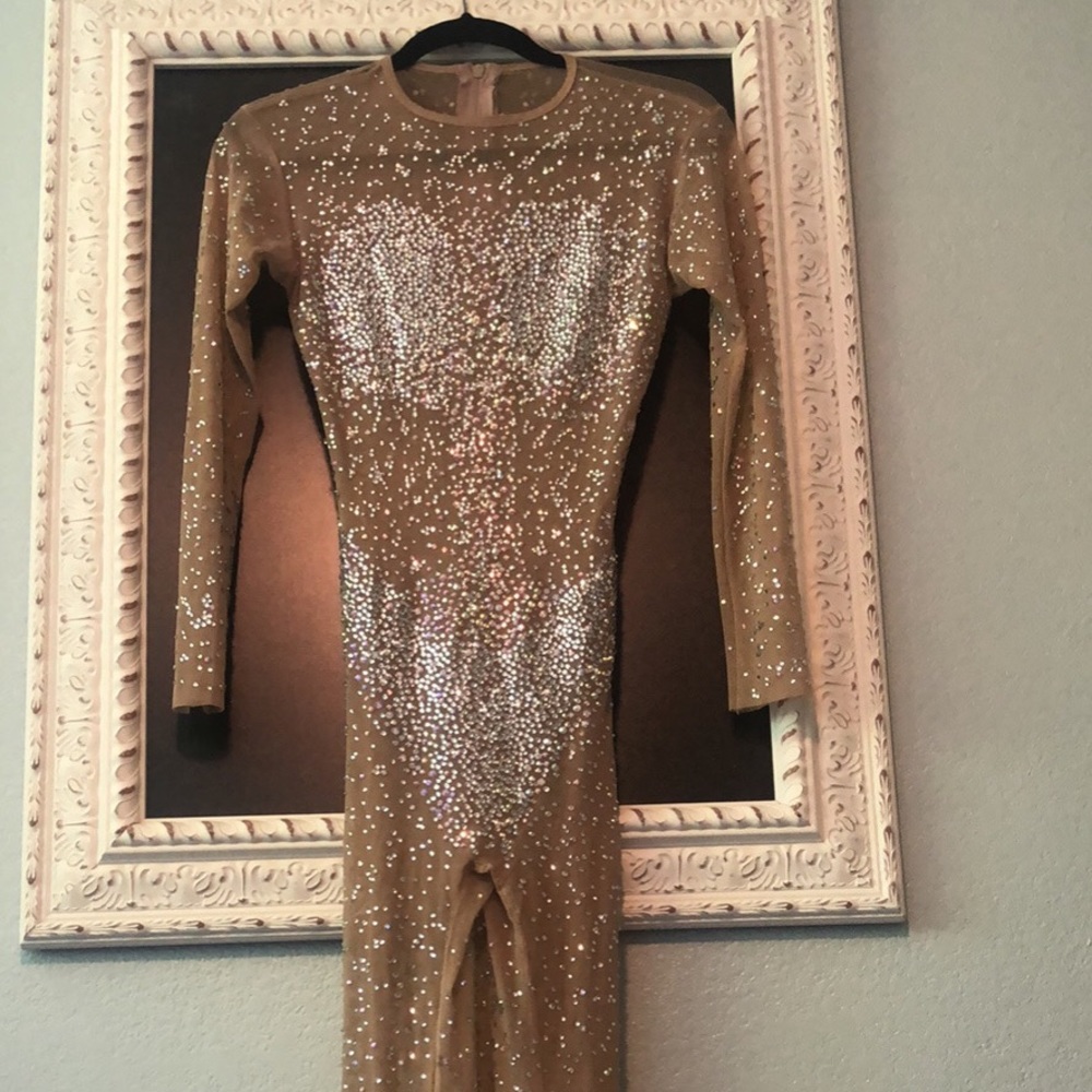 Custom rhinestoned body suit Dance Costume